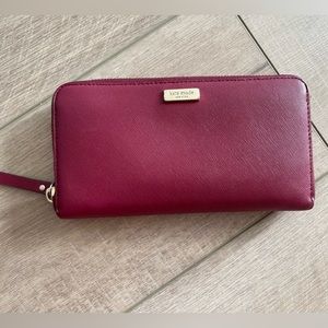Kate spade wallet, deep berry with gold accents